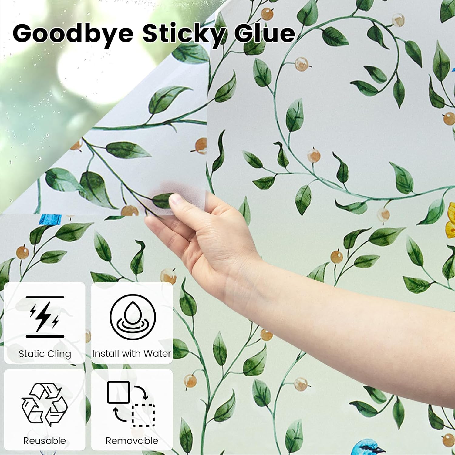 DKTIE Country Rustic Stain Glass Window Film for Glass Two-Way Privacy Day and Night 2nd Generation Frosted Film UV2 Print Technology Double-Sided Color (B - Frosted Film, 35.4in X 78.7in)