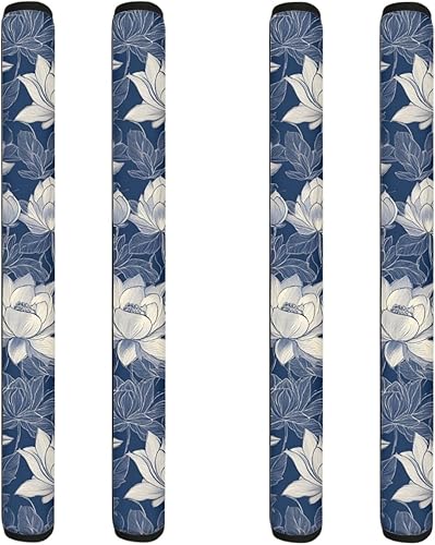 Vista 36 de 4 fundas para manija de puerta de refrigerador con flores marrones, lavables, antideslizantes, para nevera, horno, mantener alejadas las huellas