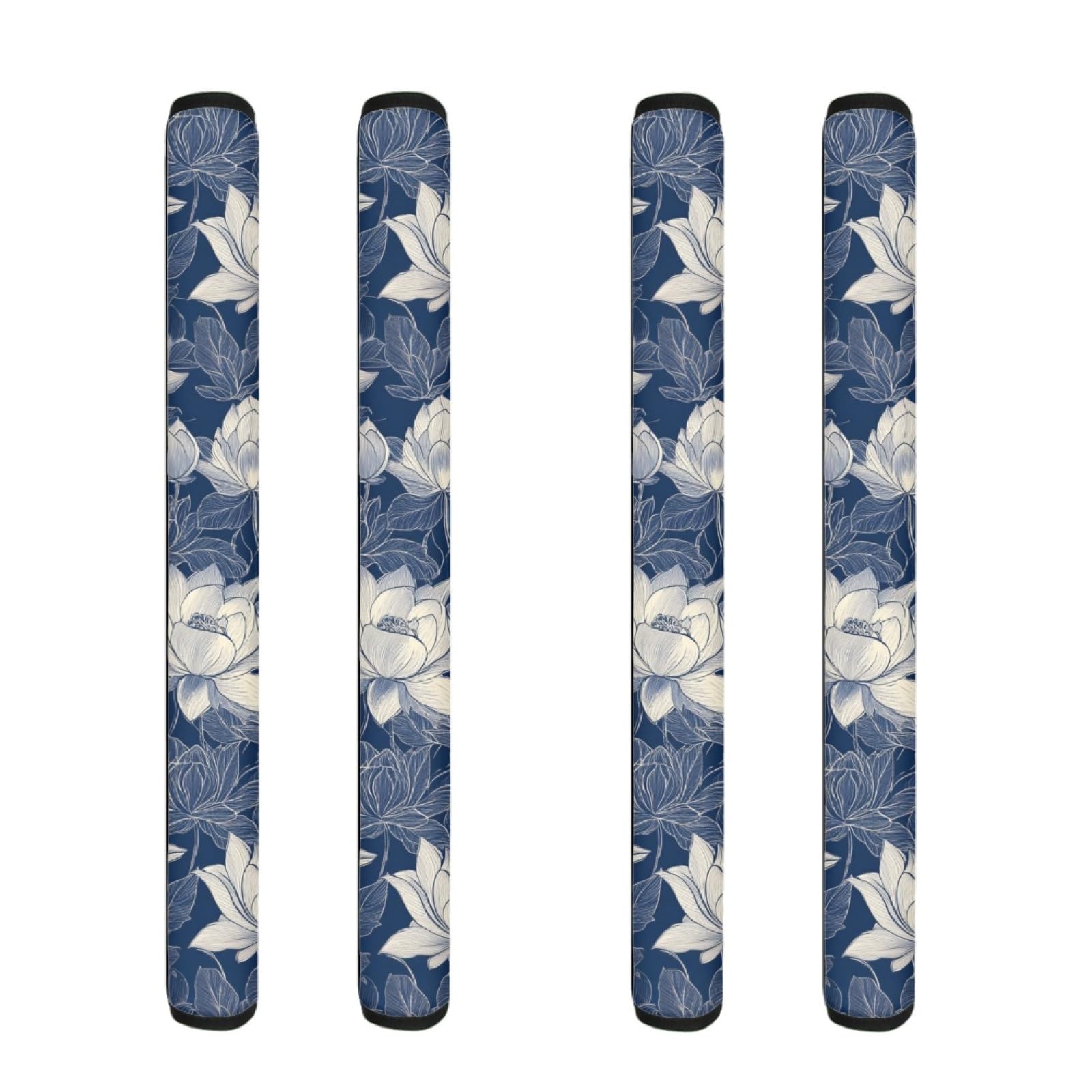 Lotus Flower Printed Refrigerator Door Handle Covers, 4 Pieces Covers for Refrigerator Handles, Kitchen Appliance Keep Clean from Smudges, Food Stains Universal Fit