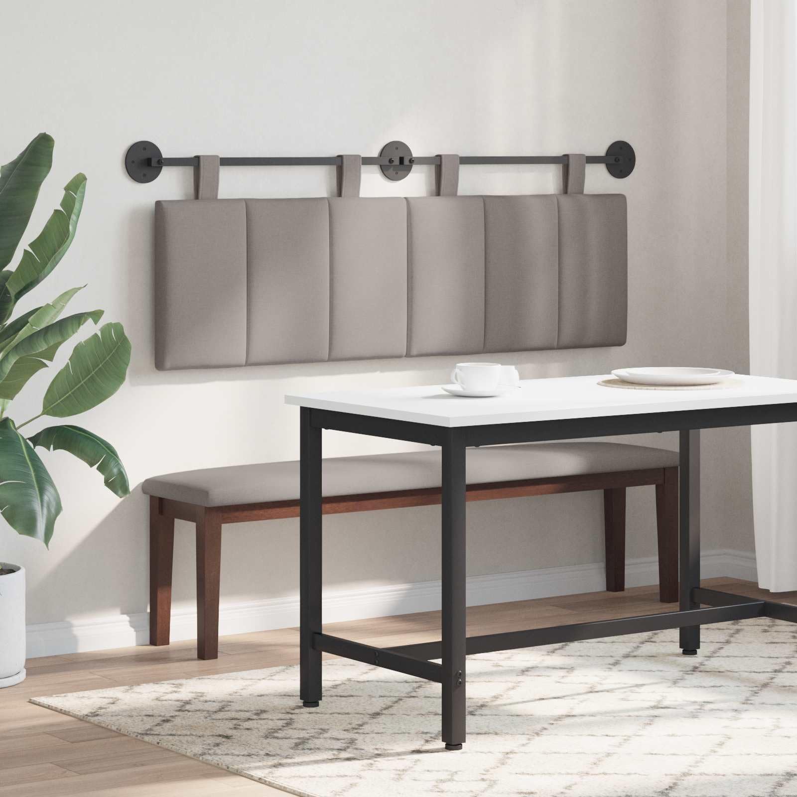 Set da 2 Testiere Letto Sospese in Tessuto Imbottito 130 cm | Pannelli murali imbottiti per camera da letto con cinghie regolabili e montaggio a parete salvaspazio.