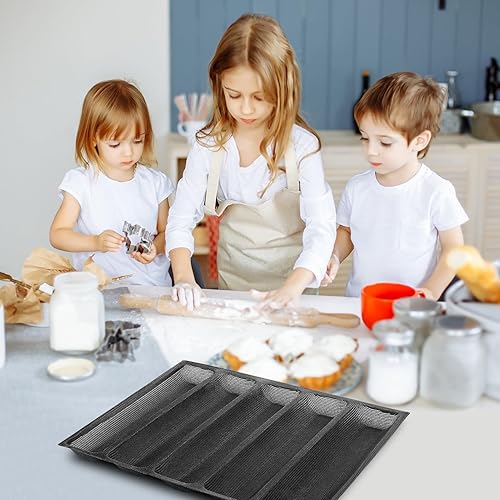 Miniatura 4 de Estink Molde de silicona para hornear pan oblongo, 5 forros antiadherentes para hornear para masa congelada, pan de trigo integral para perros