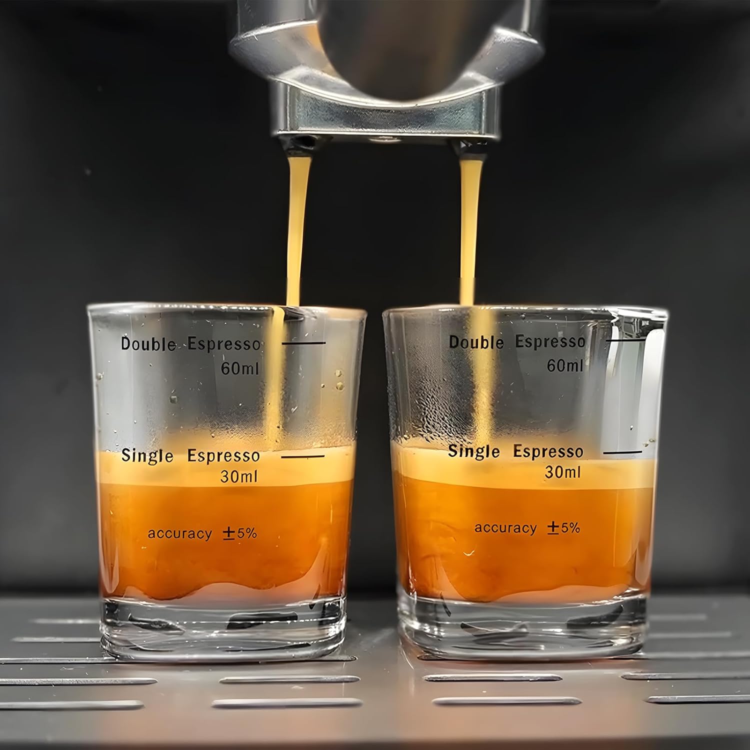 Empstorm Espresso Shot Glasses 2oz Measuring Cup Liquid Heavy Glass for Baristas & Home（2 Cups in 1）