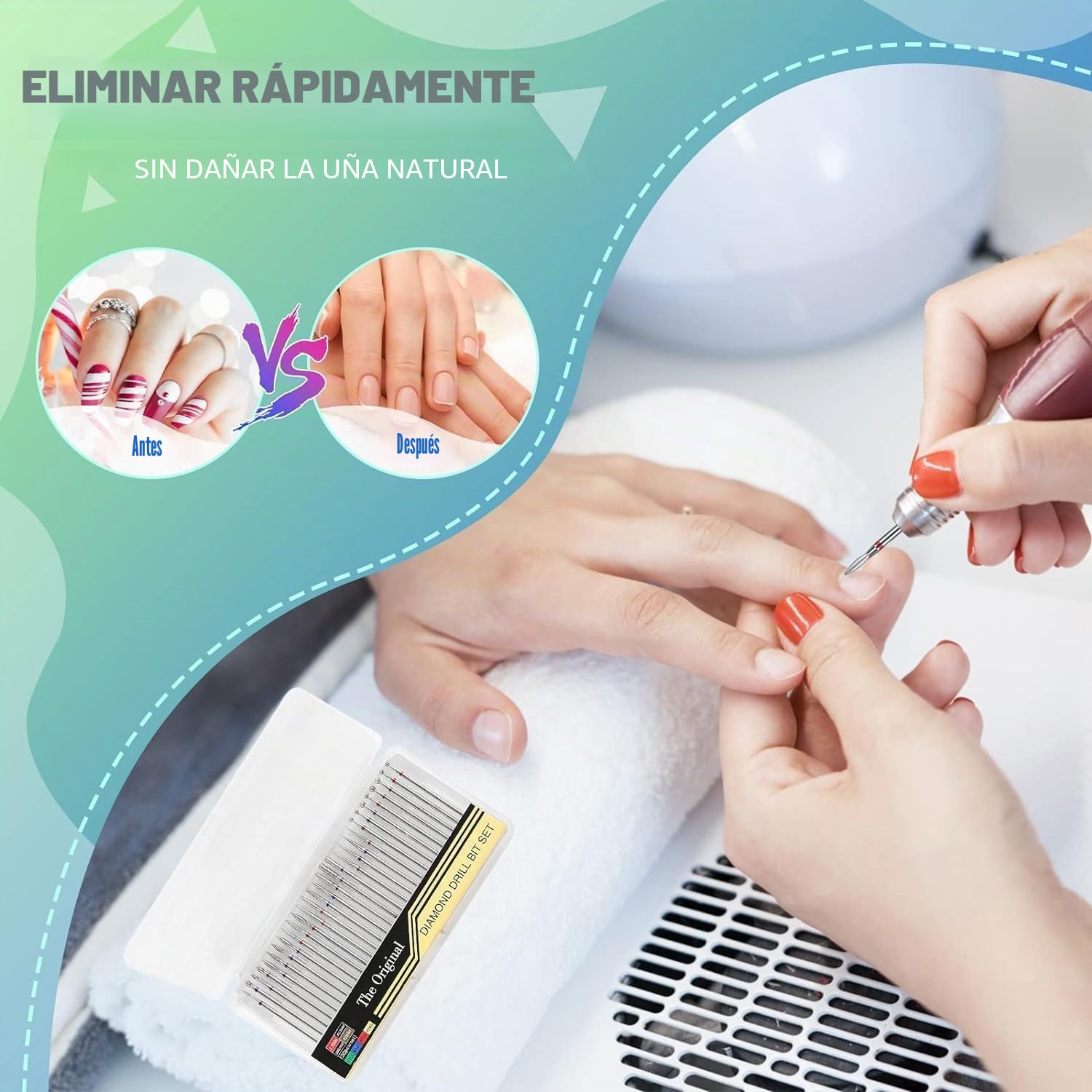 Juego de 30 brocas de diamante para uñas, Depvko de 3/32 fresas torno para uñas, brocas torno uñas profesional, herramientas removedoras de manicura y pedicura para uñas de gel acrílico, salón de casa