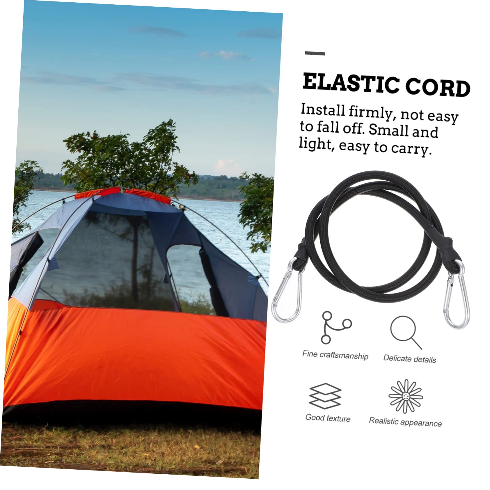 KOMBIUDA 6pezzi Cinghie Bungee Elastiche Regolabili Con Ganci Per Fissaggio Sicuro Di Bagagli Su e Bici Corda Elastico Multifunzionale Nero