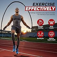 Vista 3 de HPYGN Cuerda de saltar, cuerda de saltar pesada para hombres y mujeres, 2.8 libras, 3.8 libras, 5 libras, cuerda de saltar pesada para ejercicio