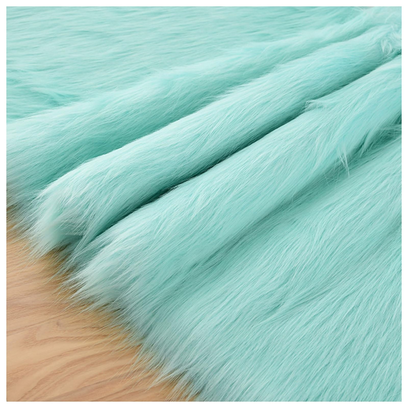 Long Pile Faux Fur Fabric, Fluffy Decorative Fake Fur Material, 5cm Soft Plush Faux Imitation Fur Material For Fancy Dressed, Costume, Cosplay, Gnome Beards, Art Crafts, Fursuit, 50x50cm(Color:Blue-gr