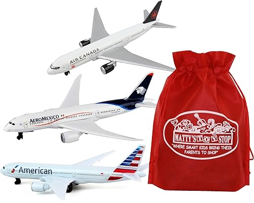 Miniatura 1 de Matty's Toy Stop Daron American Airlines, Air Canada & Aeromexico - Juego de colección North American Airlines con bolsa de almacenamiento, paquete