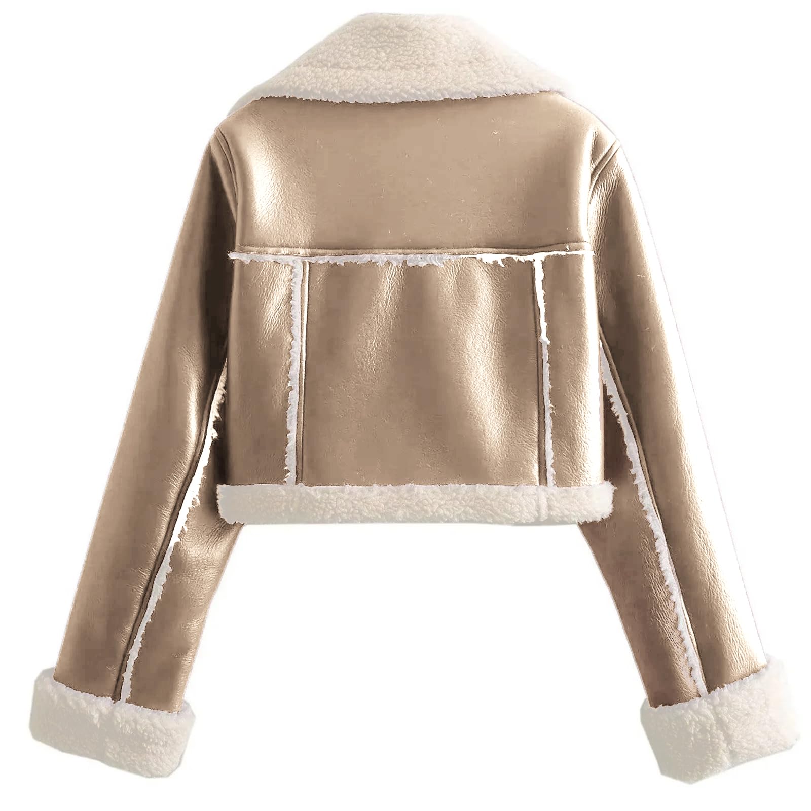 Gefütterte Winterjacke Damen Kurz Bikerjacke Kunstleder Damenjacke