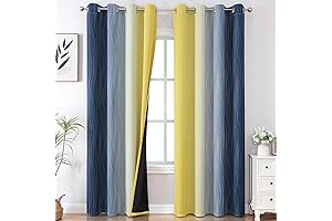 Estelar Textiler Navy Blue and Yellow Gradient Curtains: A Symphony of Hues for Your Home