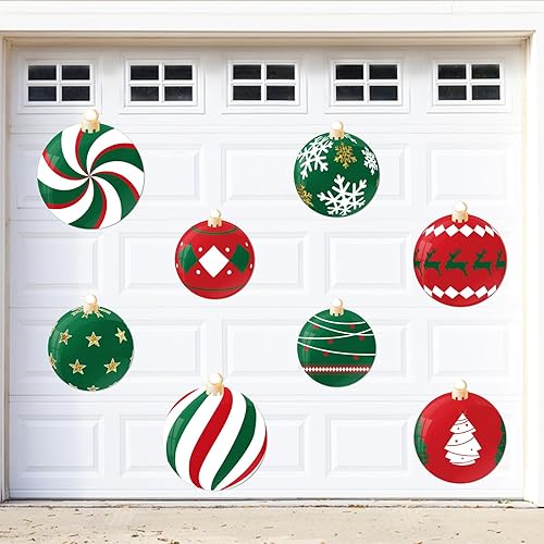 Vista 138 de 90shine 32 imanes navideños para decoración de puerta de garaje, bola de Navidad, refrigerador y cocina (rojo, verde, dorado)