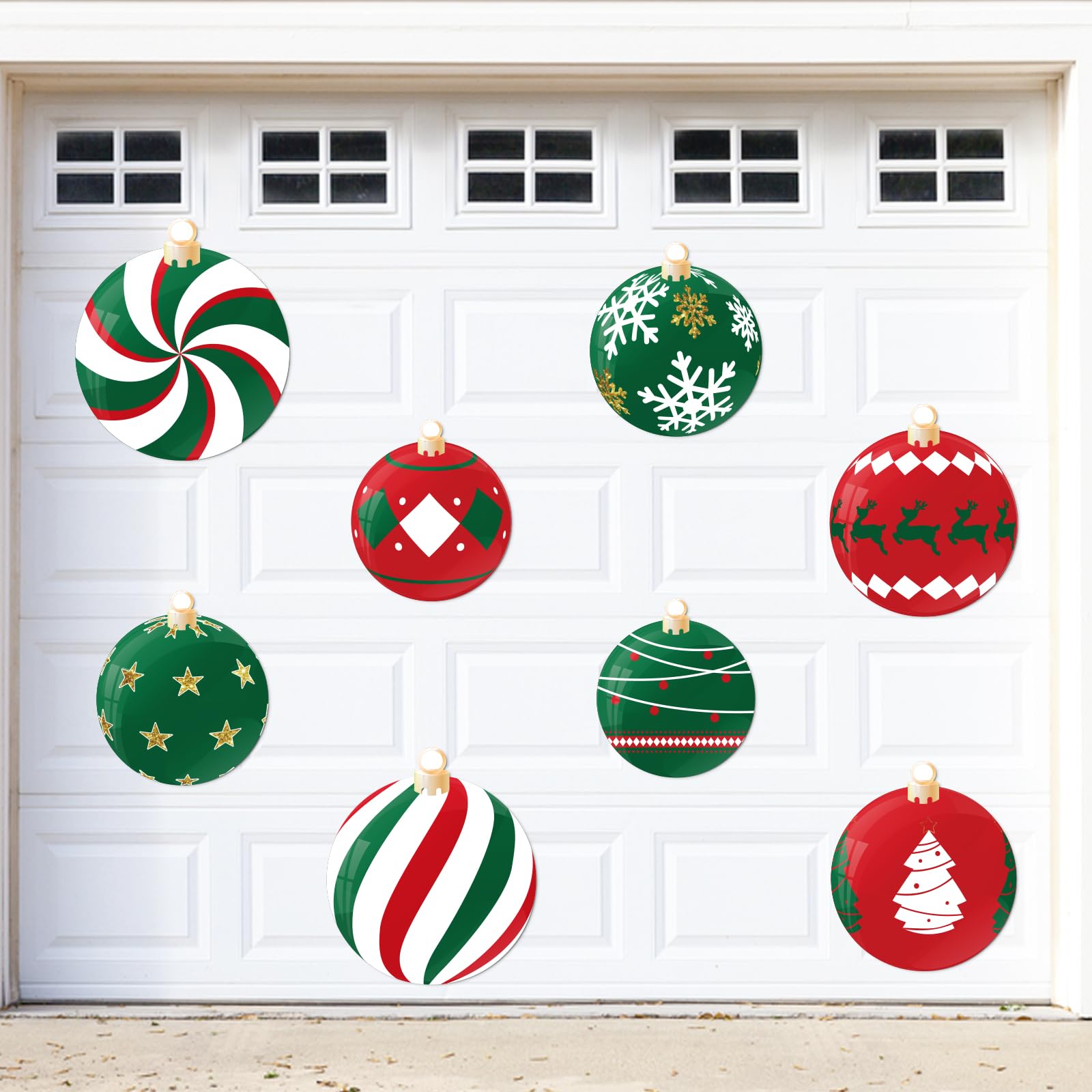90shine Christmas Garage Door Decorations Magnets, Red Green Xmas Ball