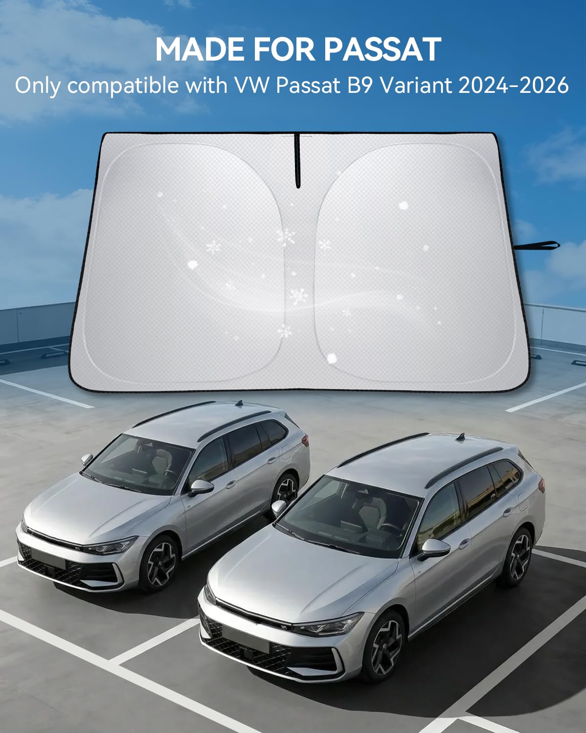 Osłona Przeciwsłoneczna Na Przednią Szybę Do VW Passat B9 Variant 2024-2026 Składana Pokrowiec Oslony Z Kieszenia Blokuje Promieniowanie UV Parasol Słoneczny