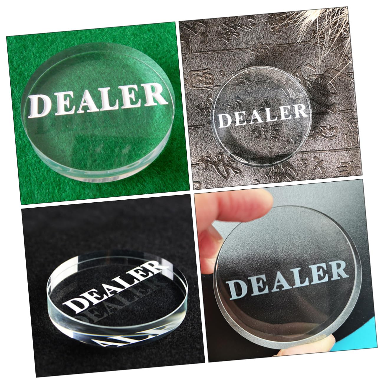 BCOATH 3pcs Professional Poker Dealer Button Set Crystal Poker Blind Buttons Reusable Game Supplies