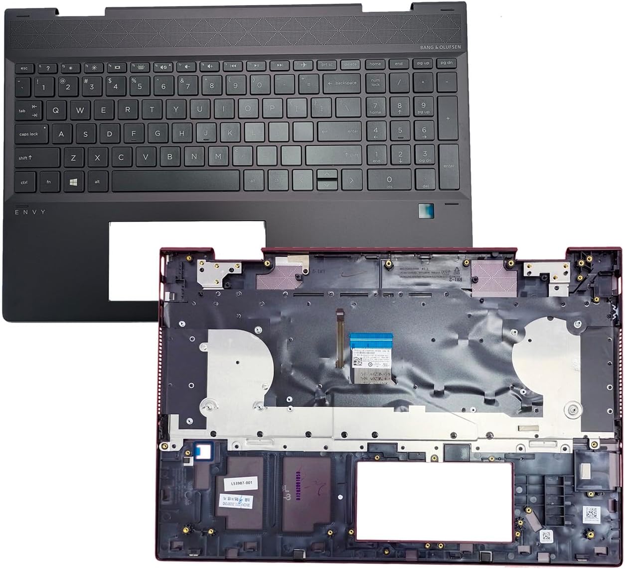 4600GB08000219C L53987-001 Replacement for HP Envy X360 15-DR Laptop Upper Top Cover Case Palmrest US Keyboard Assembly Part Doble Malla de almacenamiento independiente Gray