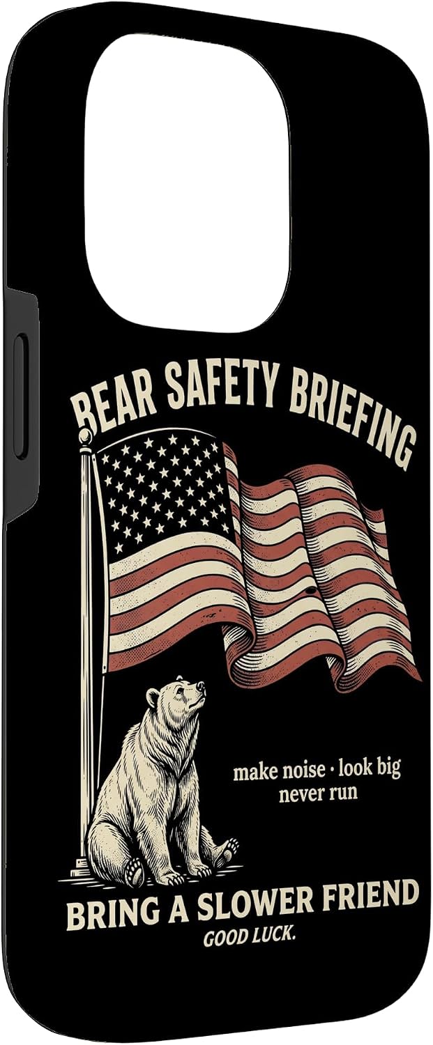 Bear Safety Briefing Tshirt Ranger Mountains American Flag Case for iPhone 14 Pro image 3
