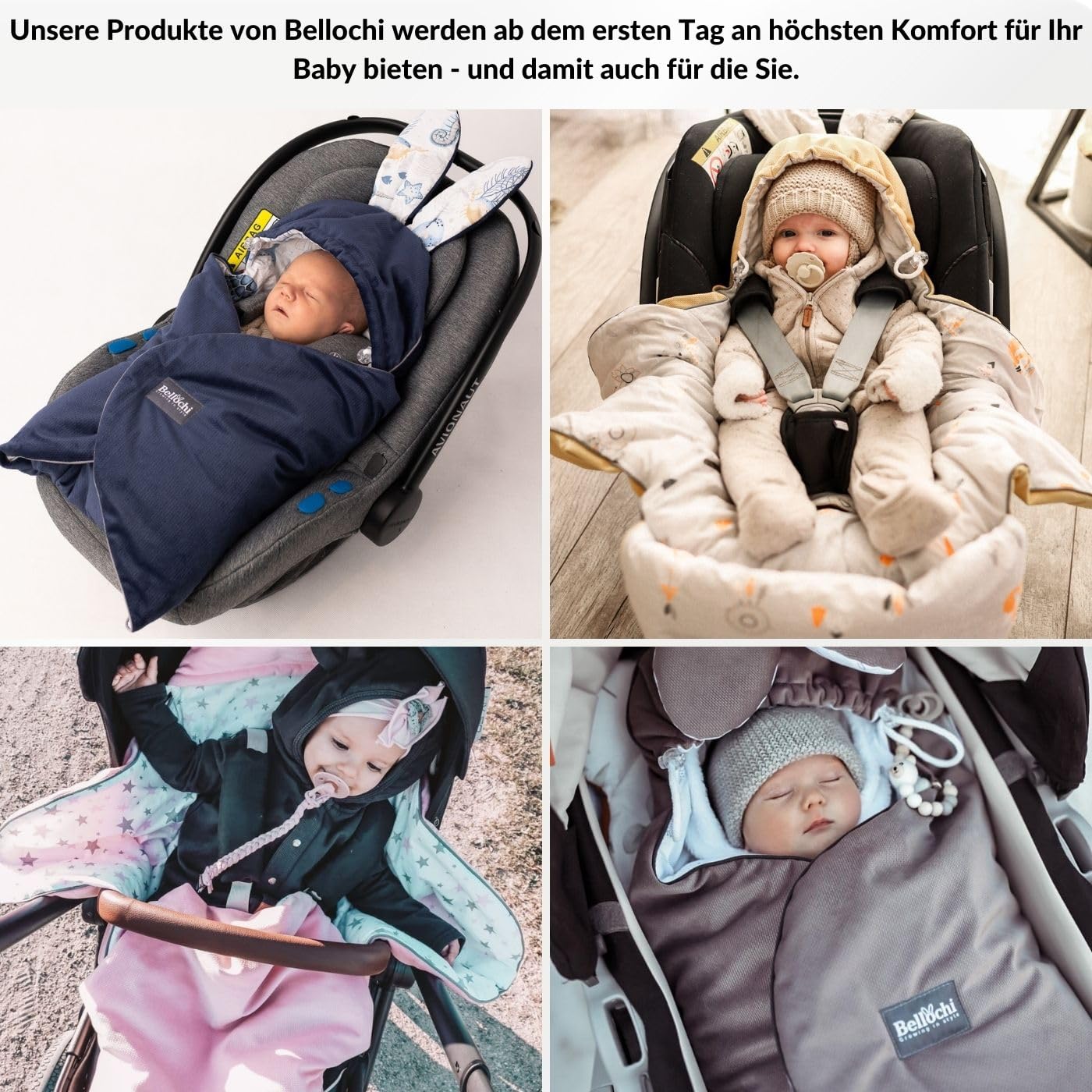 Premium Einschlagdecke Babyschale, Baby Erstausstattung aus Baumwolle für Autositz, Kuscheldecke für Kinderwagen mit Fußsack passend für Maxi-Cosi, Römer, Cybex – Graue Sterne
