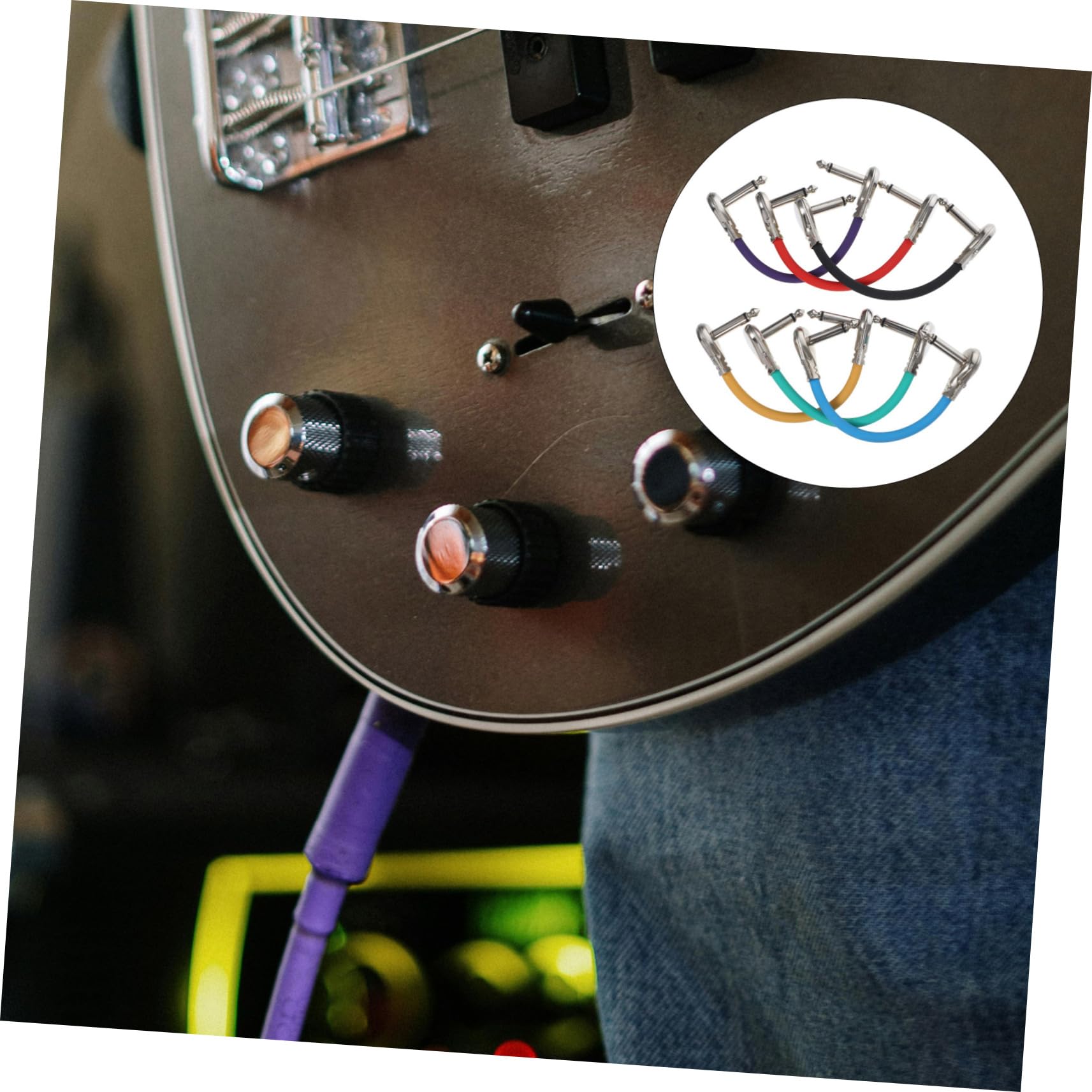 Cable de Conexión para Guitarra Eléctrica 15cm, 6 Unidades | Conector de Efectos 6, 35 Mono Macho a Macho, para Espacios Reducidos, Diseño Plug-and-play y Transmisión Óptima