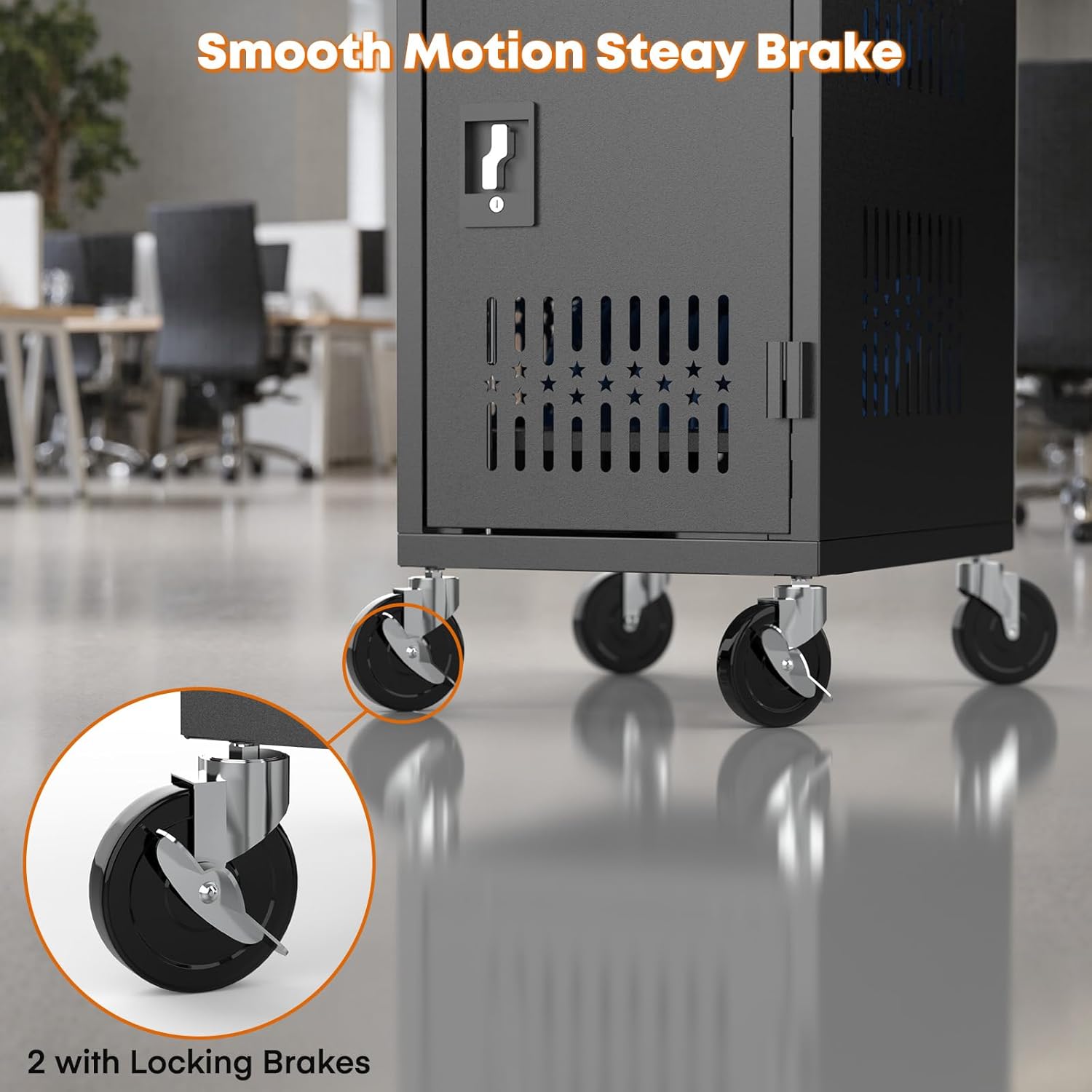 Pre-Assembled American Style Heavy-Duty 20 Bay Laptop Charging Cart for School Classroom Storing and Charing 20 Chromebook, Laptop, and Tablet