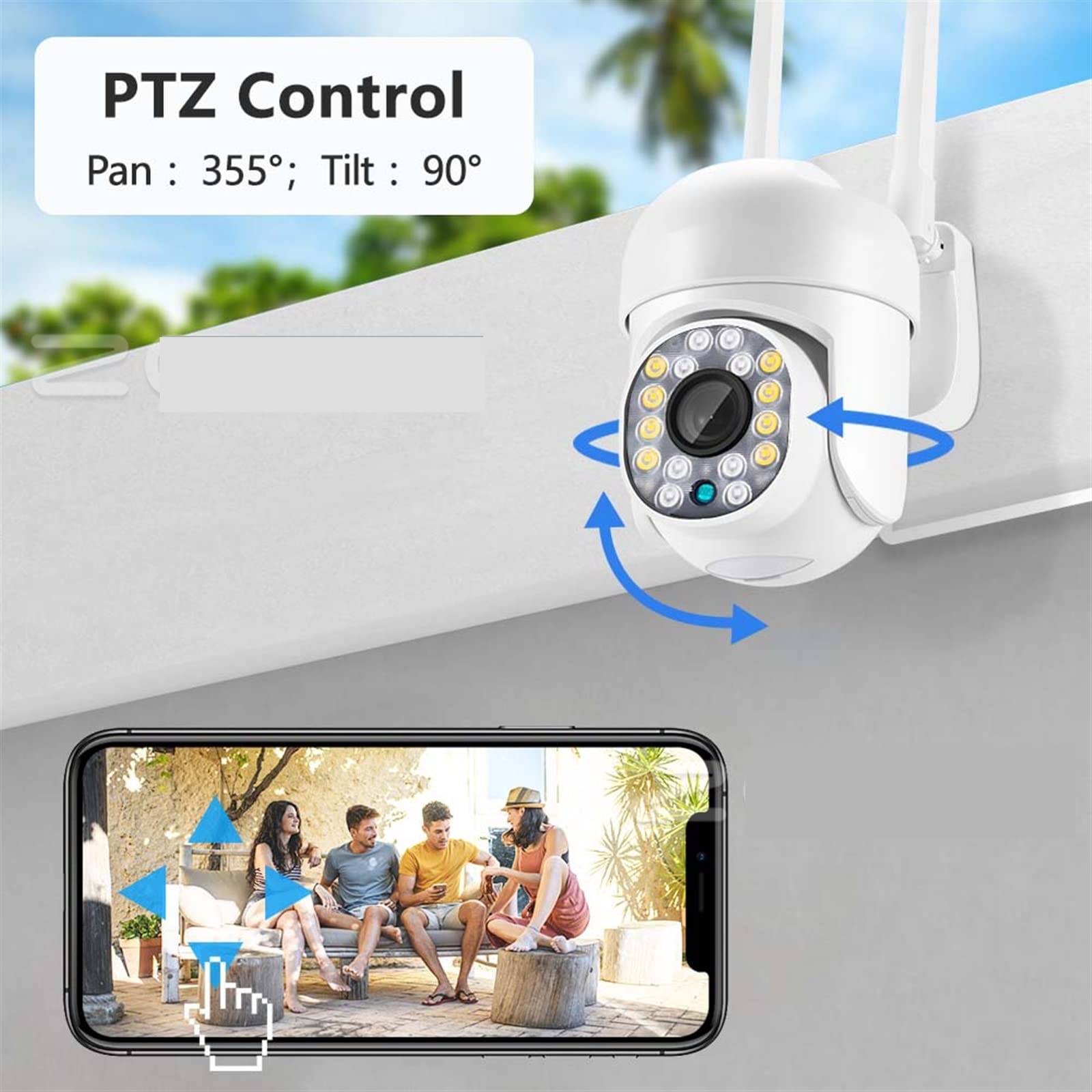 Telecamera Wifi Esterno, Telecamera di sicurezza 1080P Videosorveglianza esterna CCTV 2K Mini Dome IP Cam Monitoraggio automatico H.265 Visione notturna a colori P2P ,Sicurezza, Antifurto(2K 3MP Add 3