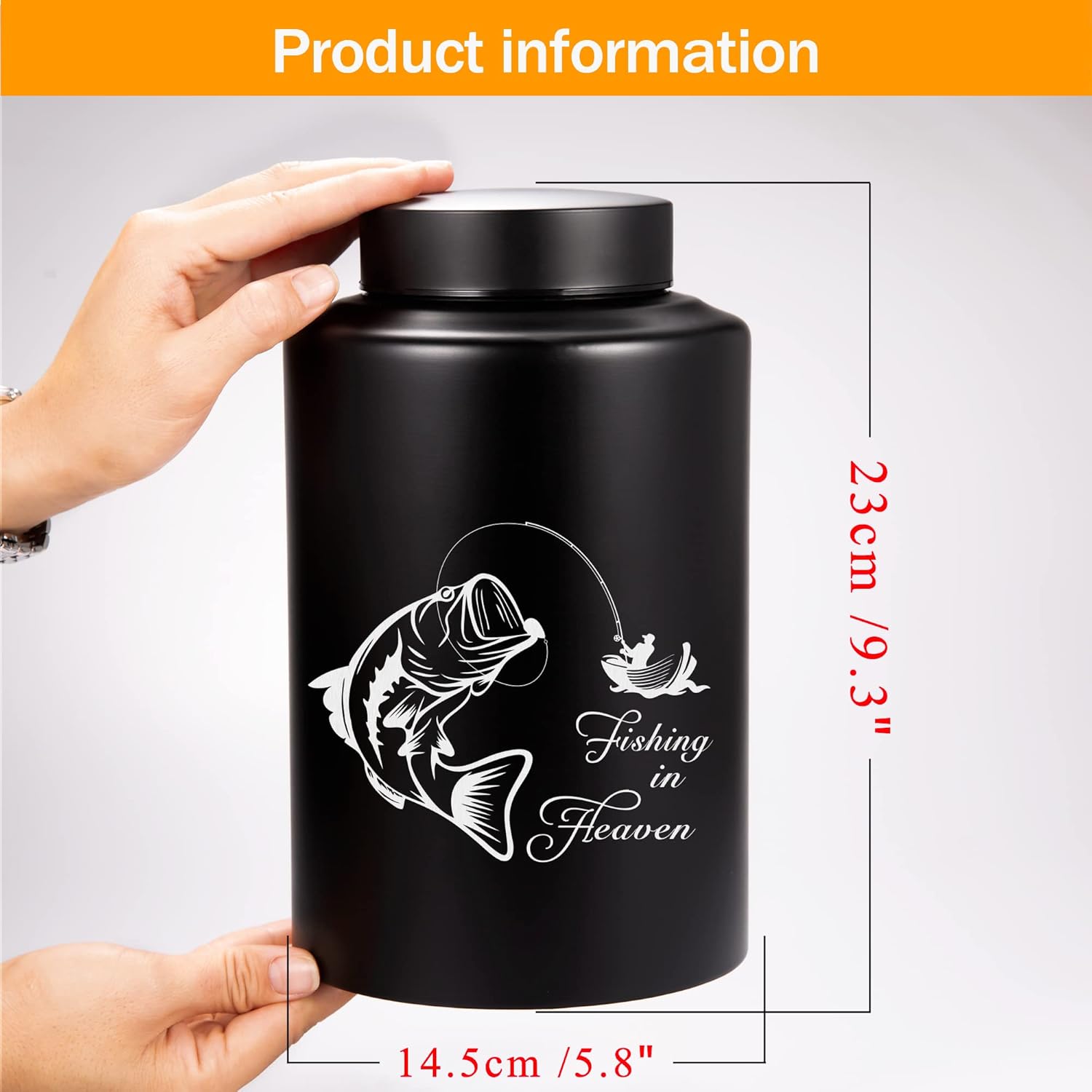 Large Cremation Urns for Human Ashes Decorative Funeral Memorial Urn Fishing in Heaven Burial Container for Human Remains up to 220 lbs (B-Fishing in Heaven)