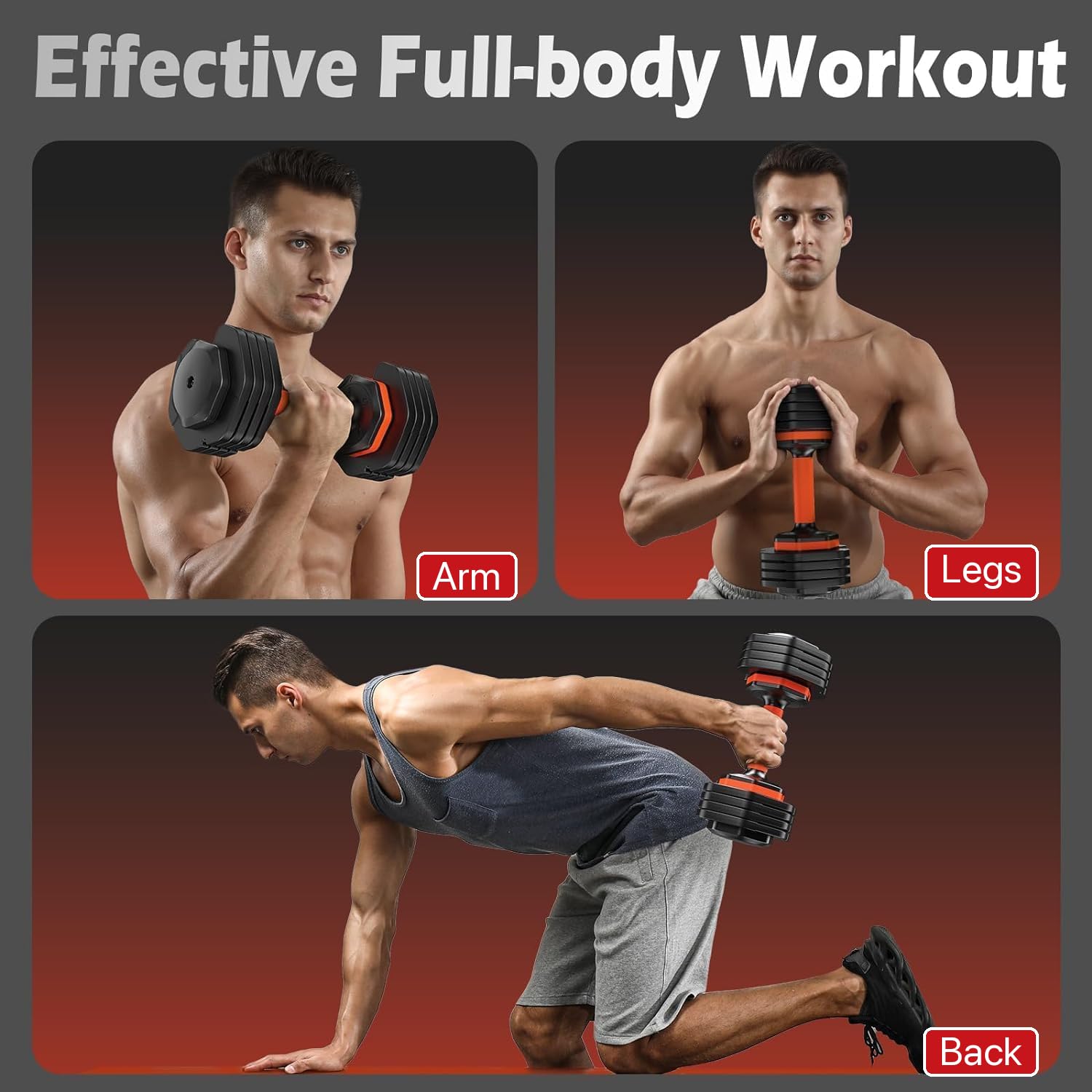 FEIERDUN Adjustable Dumbbell Set, Weight Set for Home Gym, 5/10-in-1 Free Weight Adjustable Dumbbells, Single Hand Twist Adjust with Non-Slip Handles, 90% Space Saving Strength Training for both Men&Women