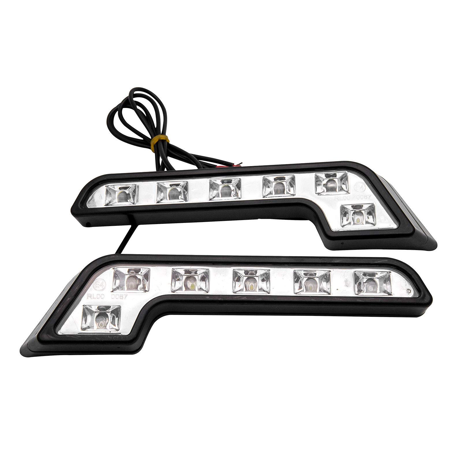 MASO Lot de 2 feux de circulation diurnes 6 LED pour voiture - Blanc - 12 V CC