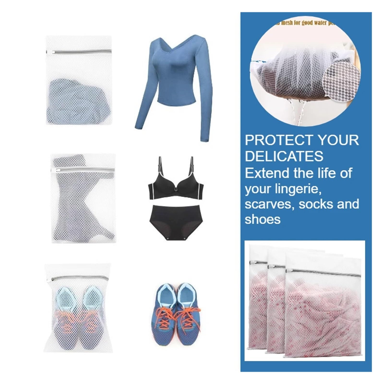 10Pcs Mesh Laundry Bags Honeycomb Organizer Reusable Washing Machines Bag Bra Für Kleidung(40X50cm)