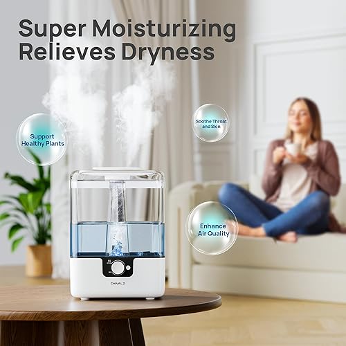Miniatura 4 de CHIVALZ Humidificadores de 6L para dormitorio, habitación grande, hogar, humidificadores de llenado superior de niebla fría para guardería y