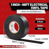 Vista 7 de RED WOLF Cinta eléctrica de vinilo de 1 pulgada x 66 pies, 5 rollos, cinta eléctrica de PVC con certificación UL CSA de 7 mil de grosor, resistente