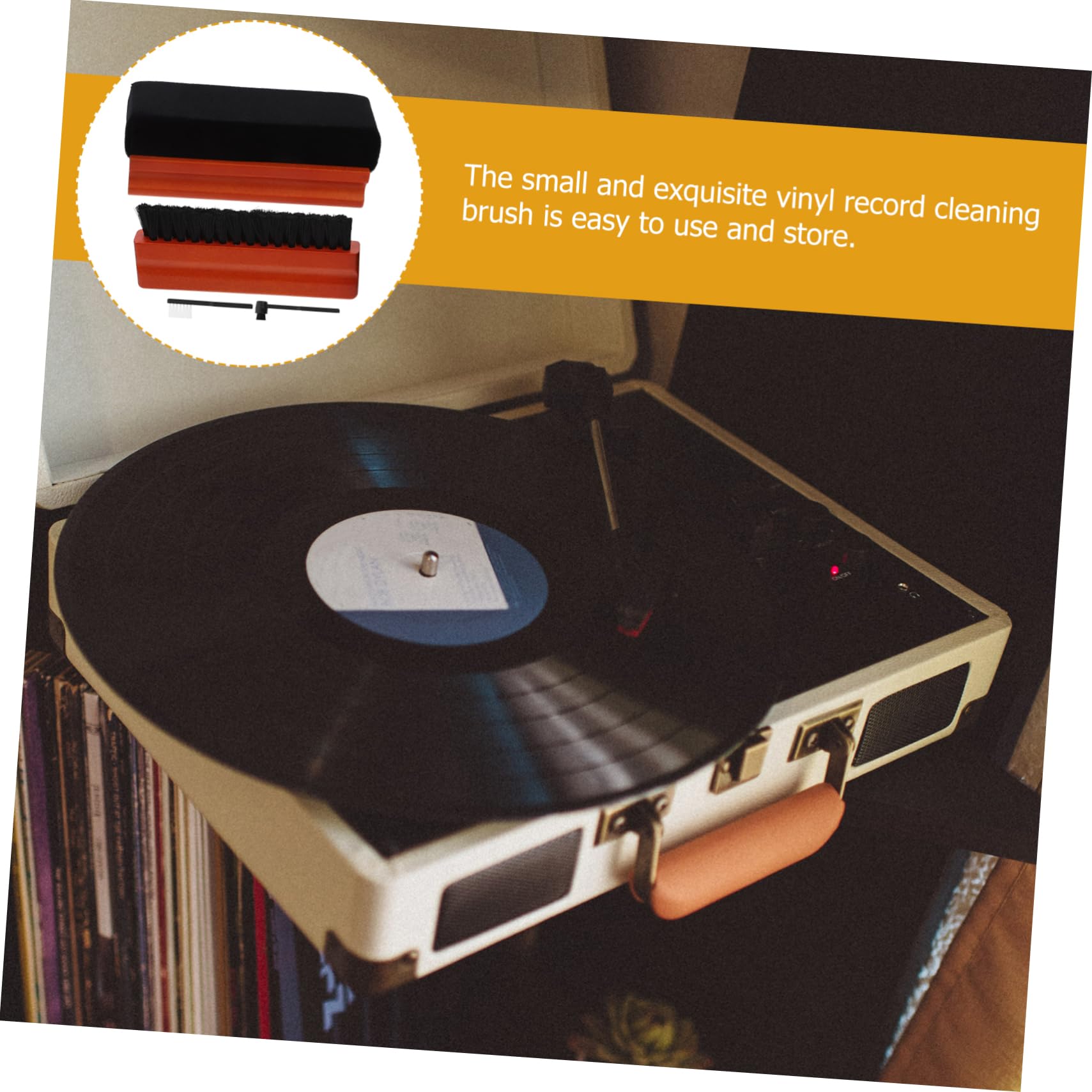Kit de Limpieza para Vinilo y CD/DVD, Cepillo para Discos, Madera y Esponja, para Tocadiscos y Reproductores