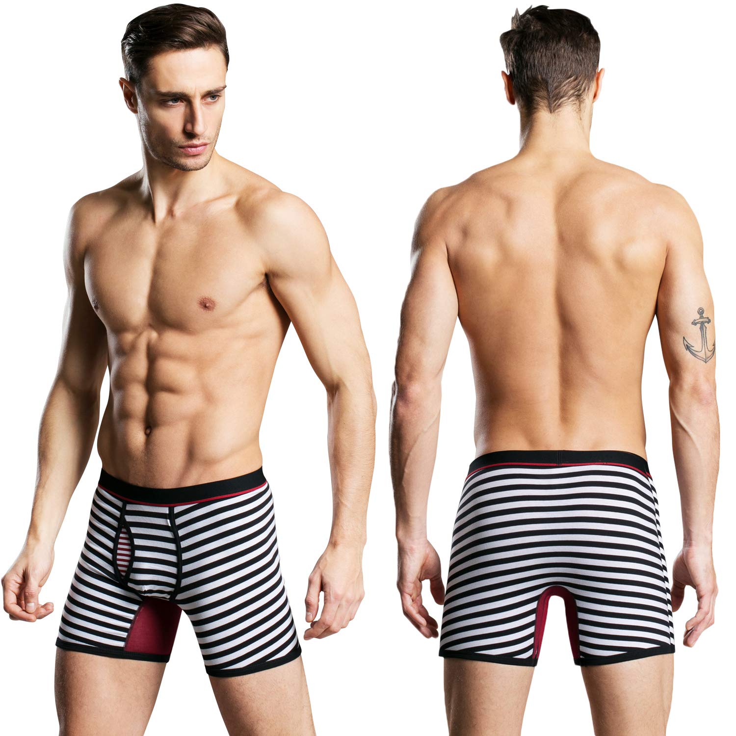 Nuofengkudu Hombre 4 Pack Raya Print Bóxers Ajustados Braguitas Ropa Interior S,M,L,XL,2XL,3XL,4XL,5XL