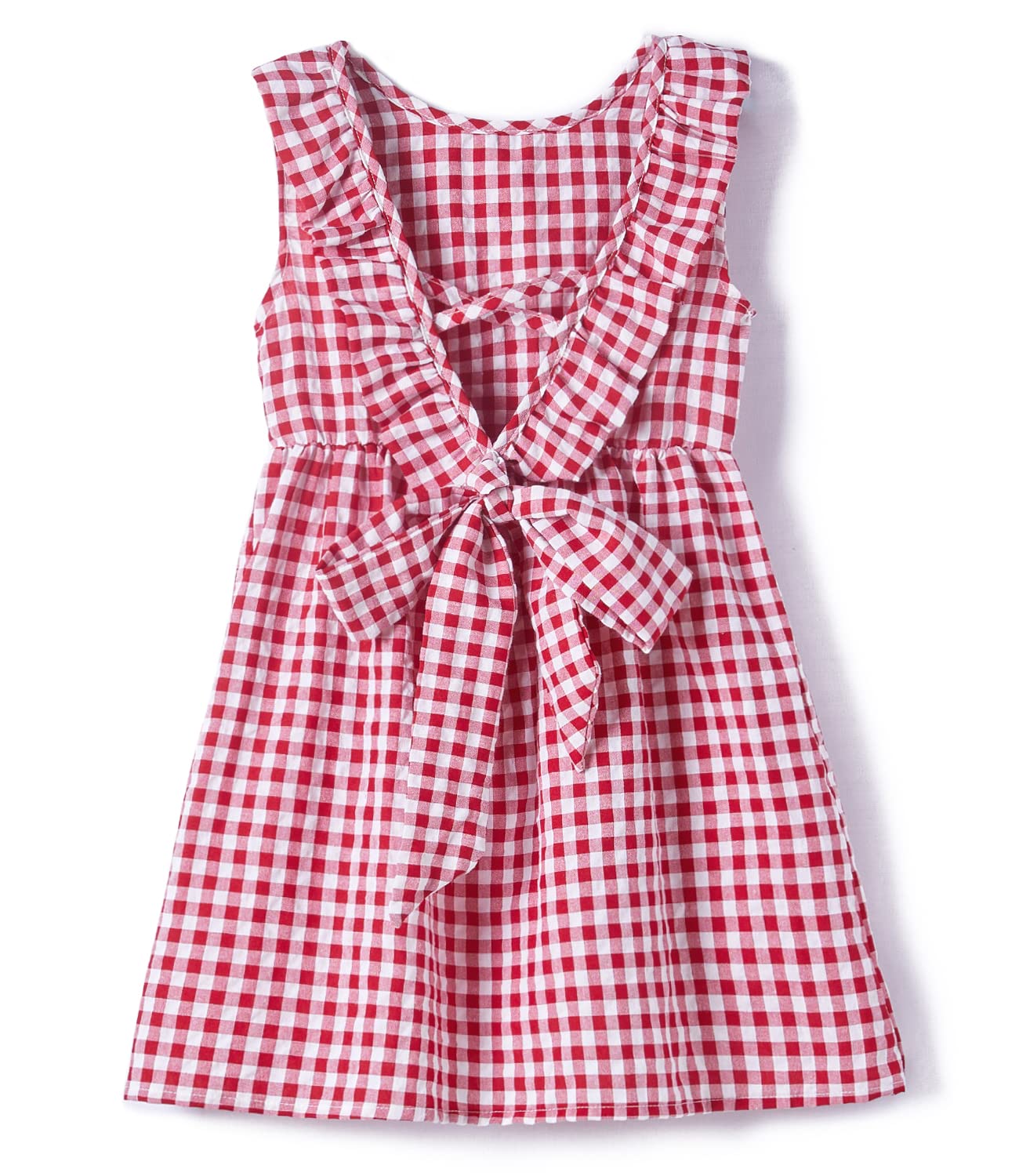 Robe décontractée en coton et lin pour petite fille - Manches flottantes - Double volants