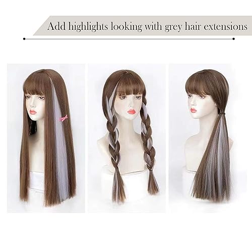 Miniatura 7 de Extensiones de cabello rosa con clip, 22 pulgadas, 10 piezas largas y lacias, para fiestas de niños, niñas y mujeres, sintéticos