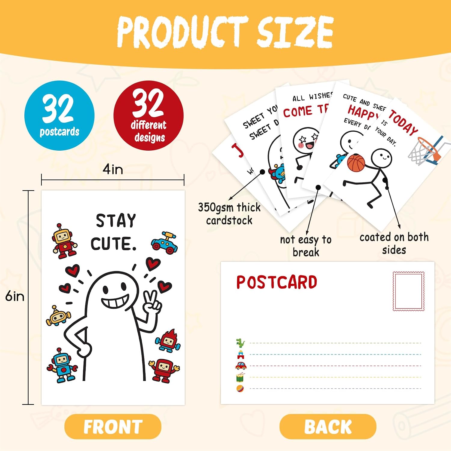 32 Pcs Encouragement Postcards for Kids, Lunch Box Notes for Kids, Lunchbox Motivational Cards for Back to School, Summer Camp, Gifting, Teacher Supplies for Classroom image 2