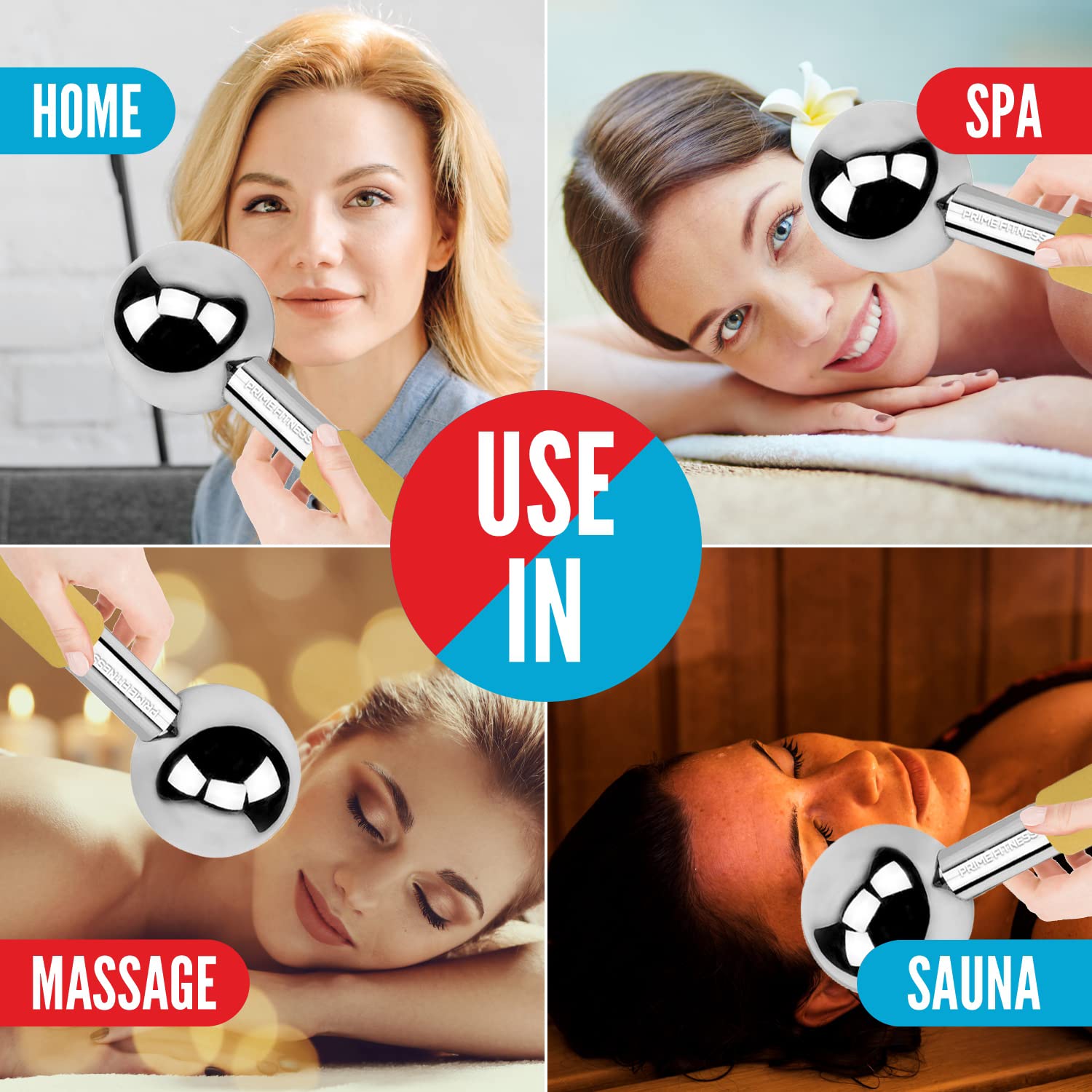 Globes for Face | Edelstahl-Eisroller Massagegerät für Gesicht, Hals und Augen | Innovative Hautpflege-Werkzeuge können bei dunklen Augenringen, Schwellungen, Falten, Kollagenproduktion (Gold)