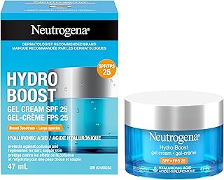 Neutrogena Hydro Boost Gel Cream with SPF 25 - Broad Spectrum UVA/UVB Protection & Hyaluronic Acid - Lightweight Oil-Free ...