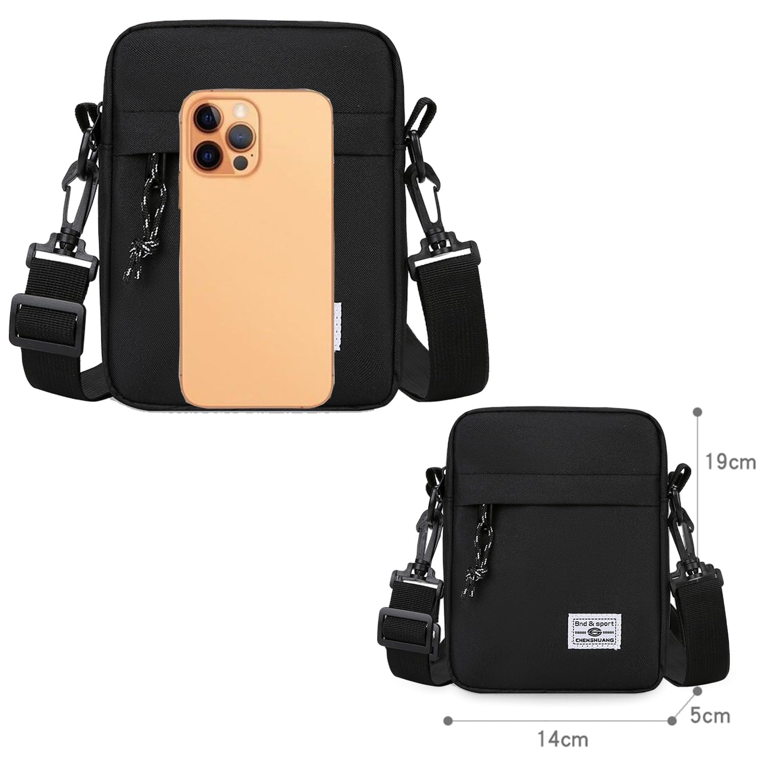 Umhängetasche Herren Schultertasche Crossbody Herrentasche Handytasche Herrenhandtasche Kleine Umhängen Tasche Shulder Bag Messenger für Freizeit Urlaub Ausflug (Schwarz Herrentasche Shoulder Bag)