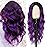 Long Ombre Purple Wig for Women 26Inch Mixed Dark Purple Wavy Curly Hair Wigs Synthetic Hair Replacement Wig Heat Resistant Hair Wig for Daily Party Use(26\'\' Dark Purple)