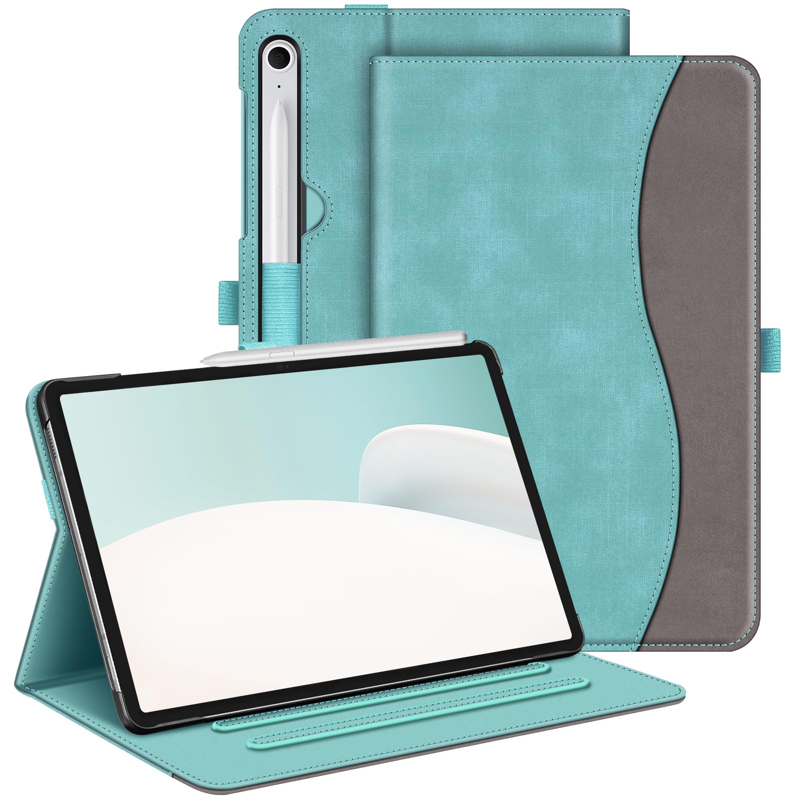 FINTIE Case for Samsung Galaxy Tab S10 Lite/ S10 FE 2025/ S9 FE 10.9 Inch/ S9 11 Inch 2023, Multi-Angle Viewing Protective Cover with Pocket, Auto Sleep/Wake, Denim Turquoise