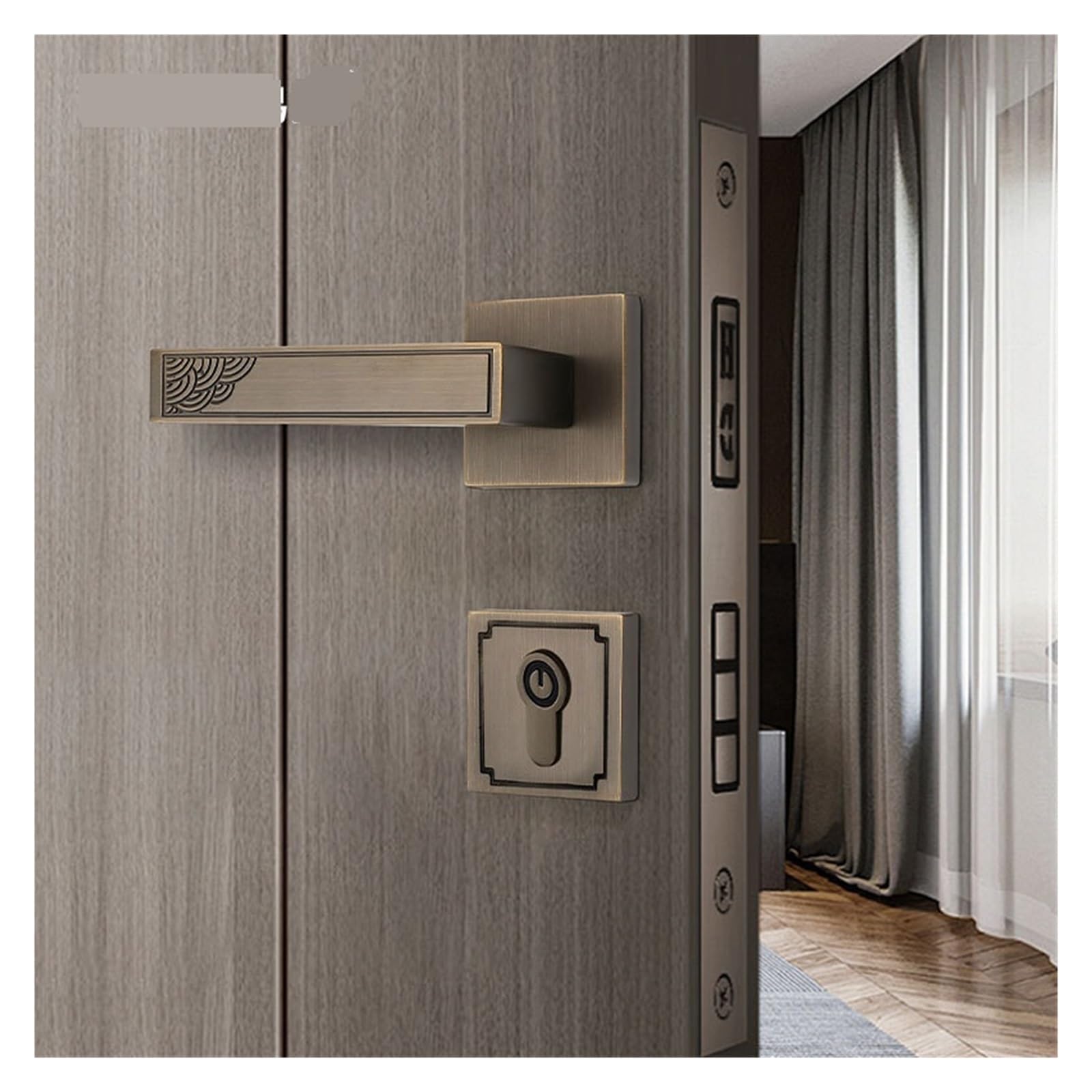 Serrure de porte chinoise en laiton pour une chambre à coucher calme et zen