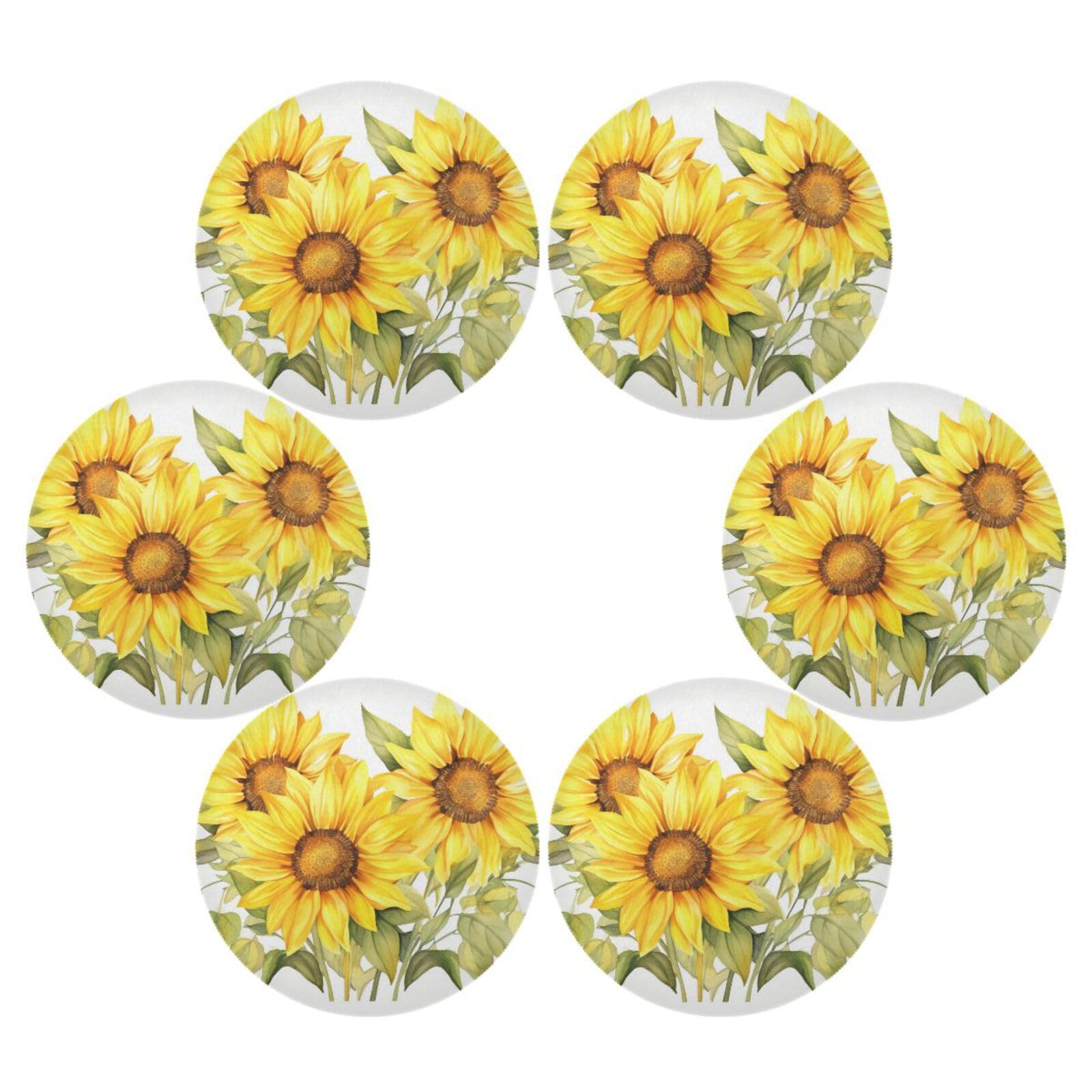 Flower Placemats Sunflower Flower Round Placemats Set of 6 for Kitchen Table Washable Table Mats Place Mats