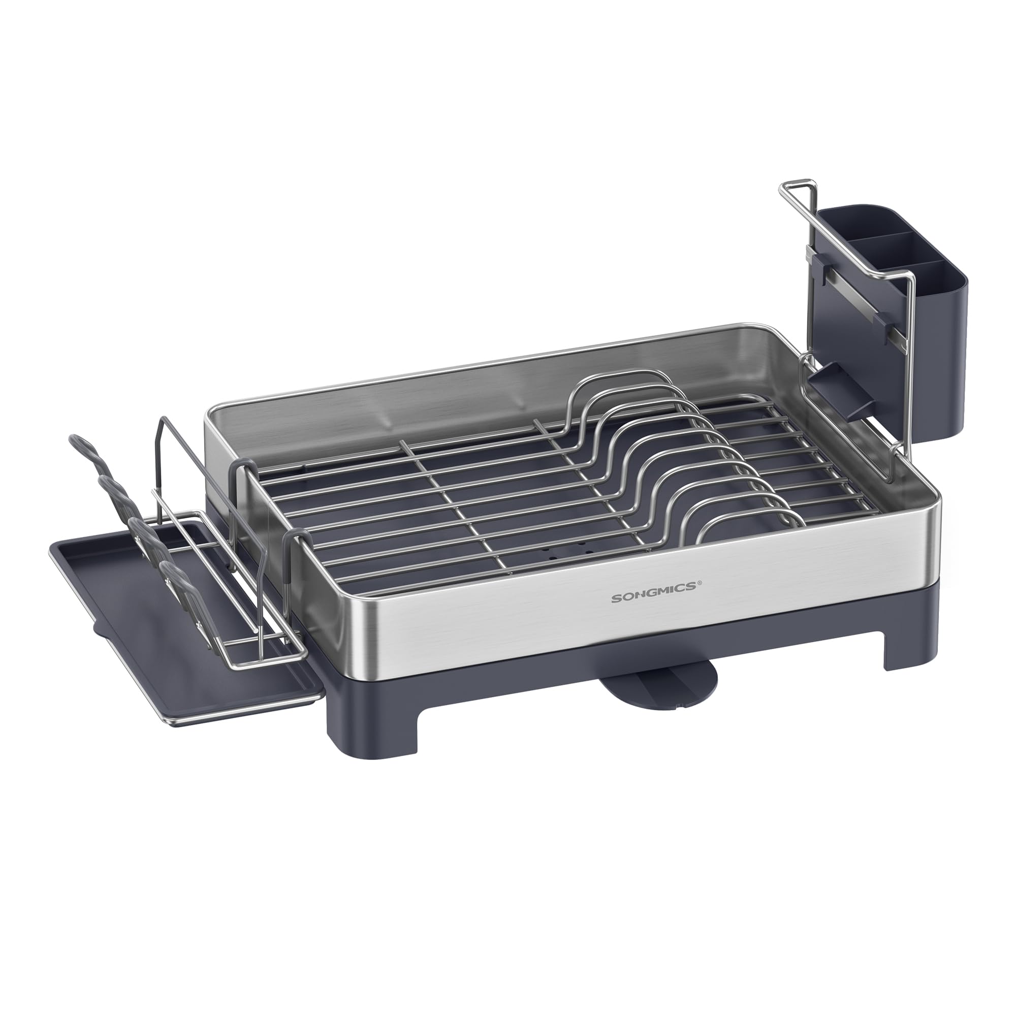 SONGMICS Escurreplatos de acero inoxidable para cocina, 31,7 x 57,2 cm, gris plateado KCS030E01V1