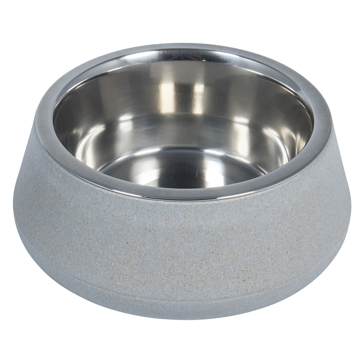 JACK AND VANILLA, Bon Appetit Bamboo and Stainless Steel Non-Slip Bowl for Animals, Stylish Design, Easy to Clean, Capacity 850 ml, Diameter 17 cm, Blue, Model Bon Appetit