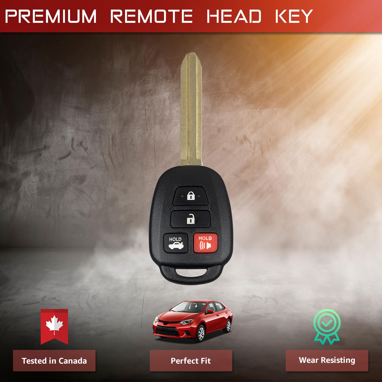 StandardAutoPart Telecomando di ricambio a 4 pulsanti compatibile con Toyota Corolla HYQ12BEL H Chip 89070-02880 (solo veicoli canadesi), unità completa, nero
