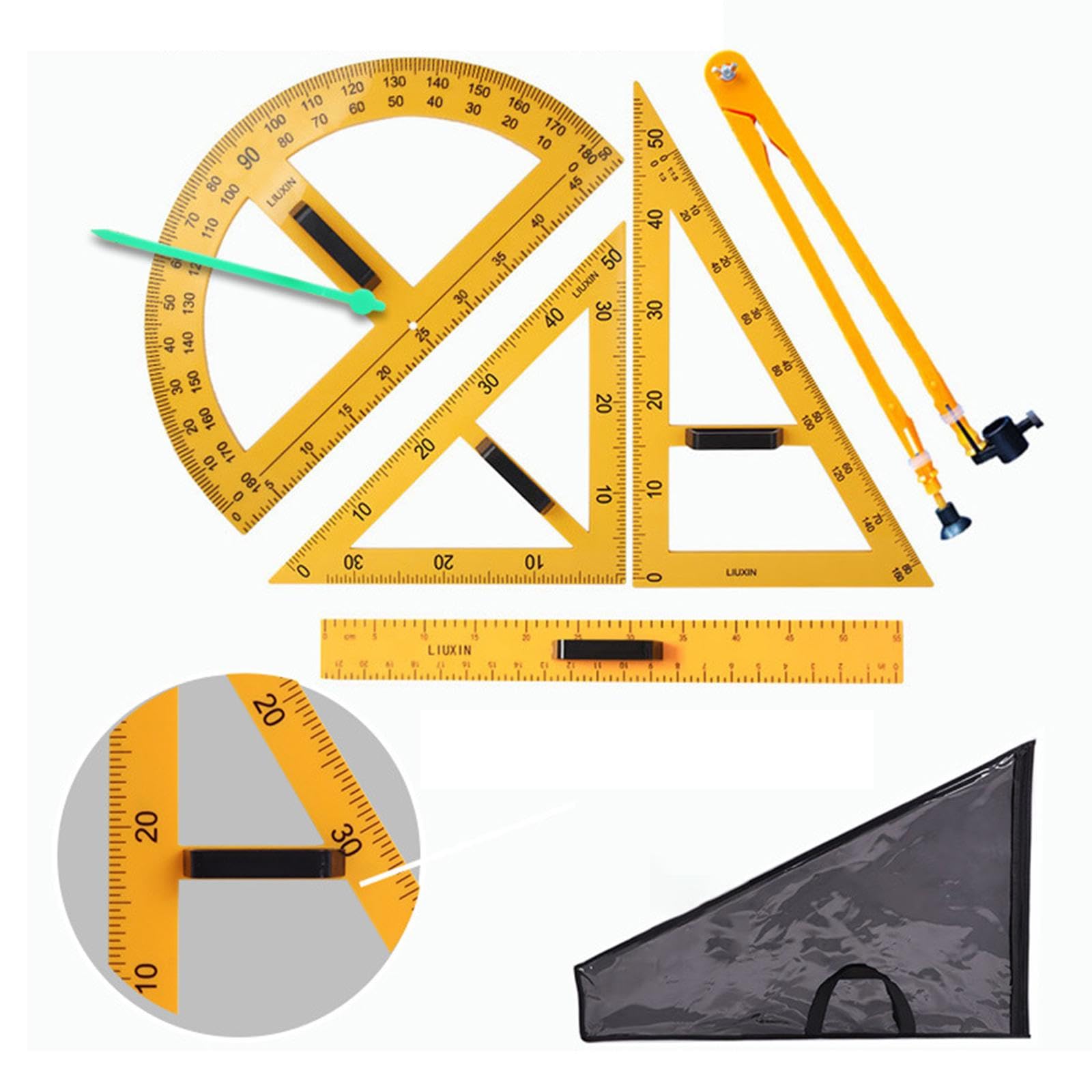 5 Stück Math Geometry Equipment Set mit Strapazierfähigem Geometriedreieck Winkelmesser Zeichenlineal Und Leichtem für Lehrer Klassenzimmer Sch, 5 Stück