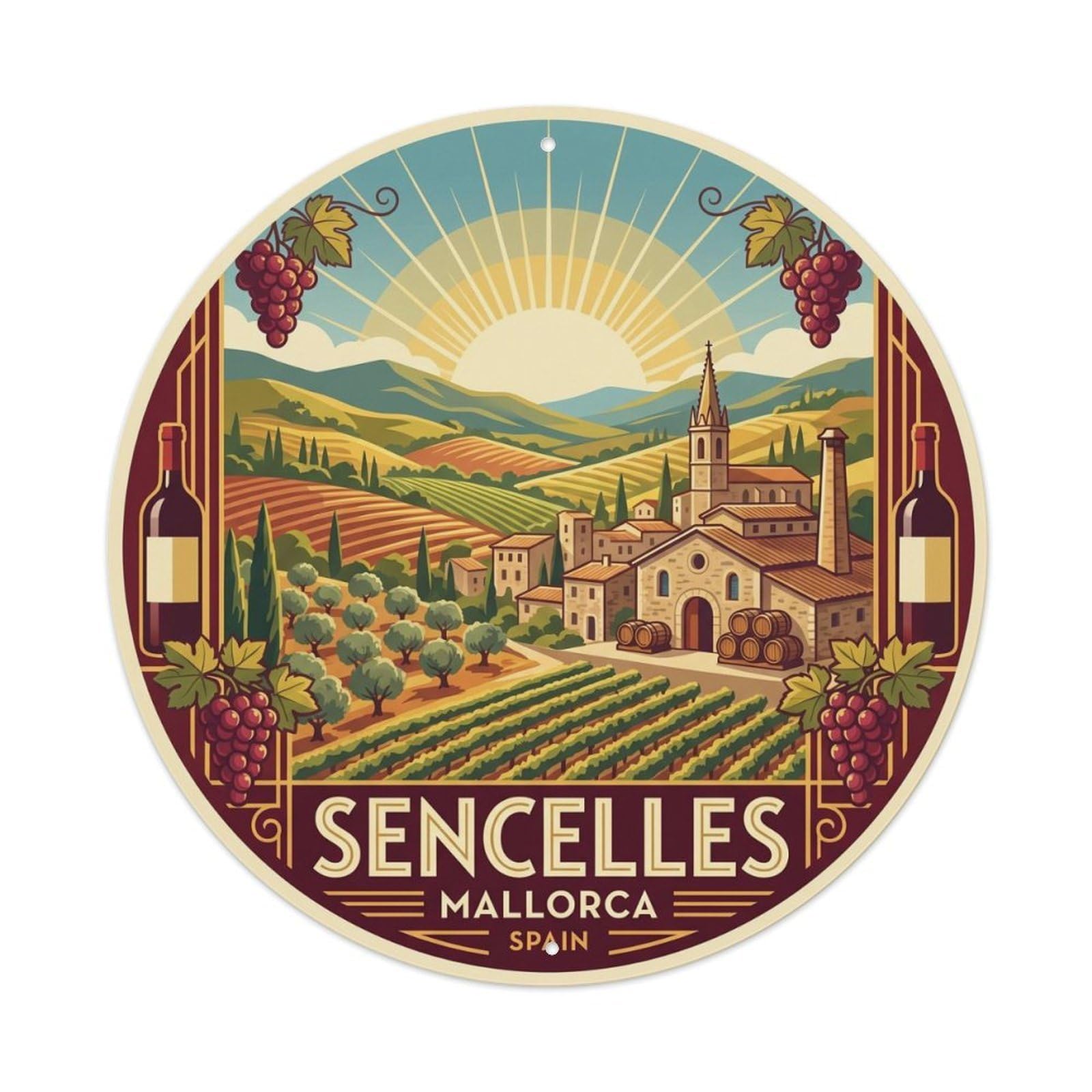 Olyhtr 8X8inch Classic Style Sencelles Country Market Mallorca Heritage Metal Tin Sign