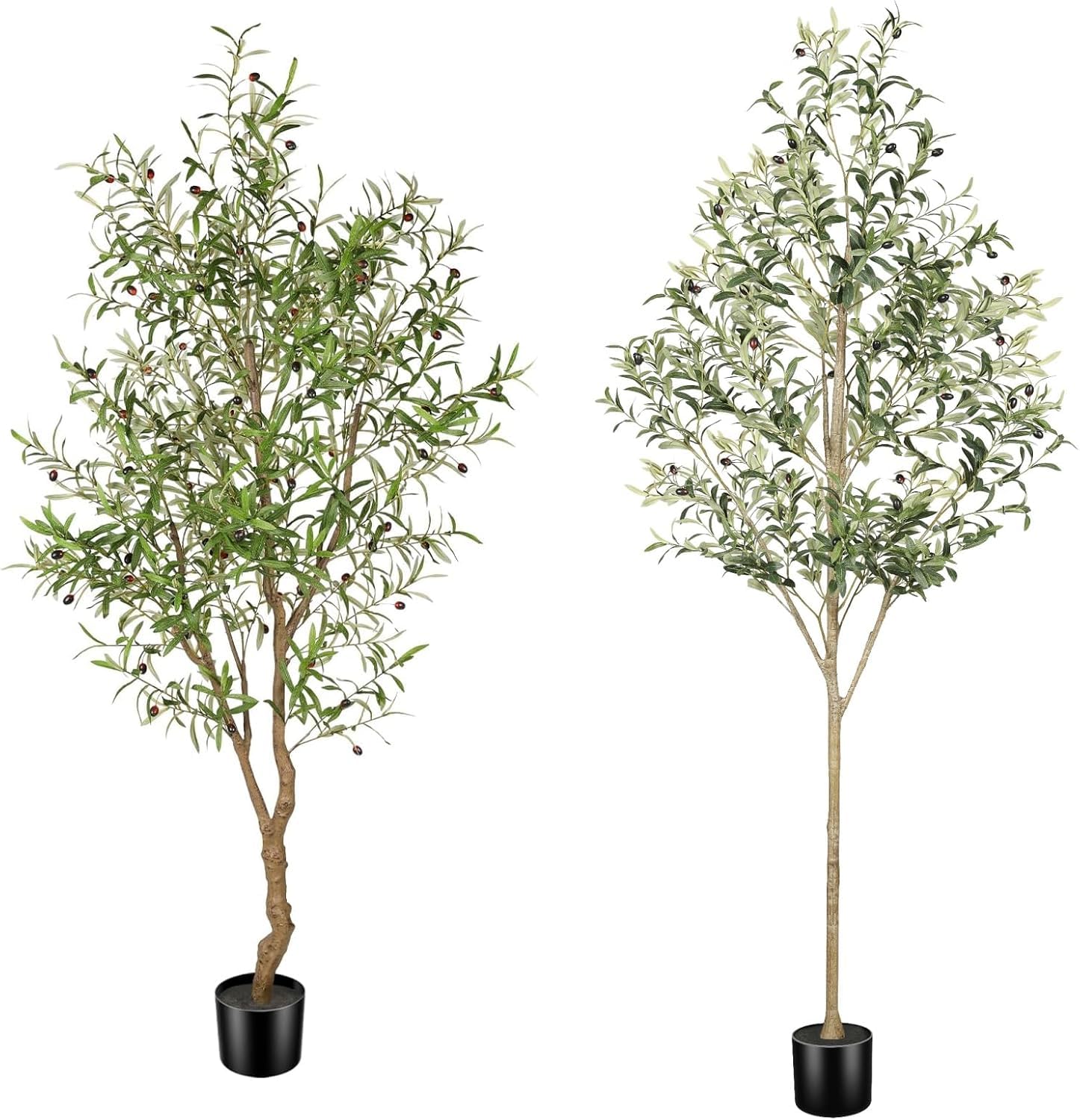 FEELEAD Lot 2 Oliviers Artificiels 210cm Deux Modèles Arbres Faux en Pot