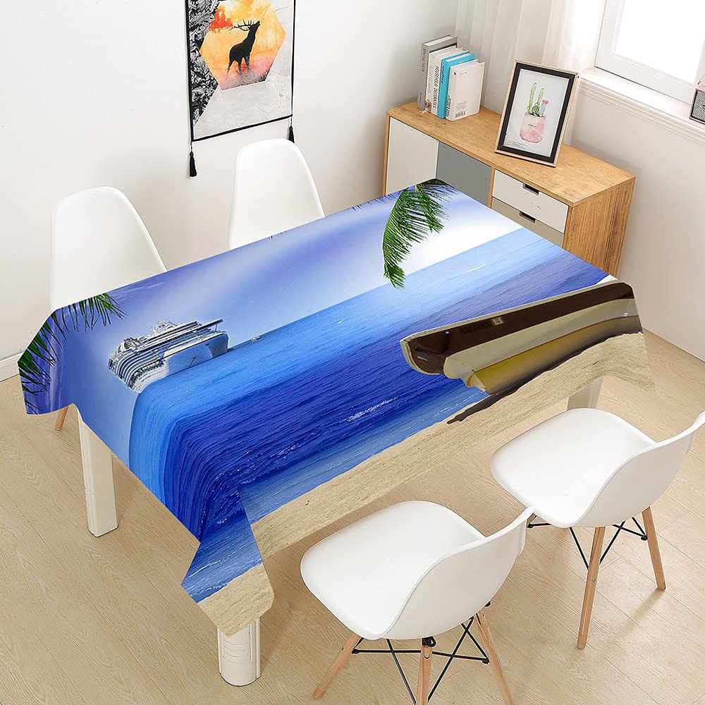 Nappe rectangulaire 140x260cm anti tache et imperméable motif île