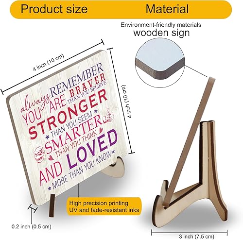 Miniatura 6 de Regalos inspiradores de color rosa para mujeres, regalos de aliento para mujeres, regalos de animación para mujeres, placas de madera de escritorio,