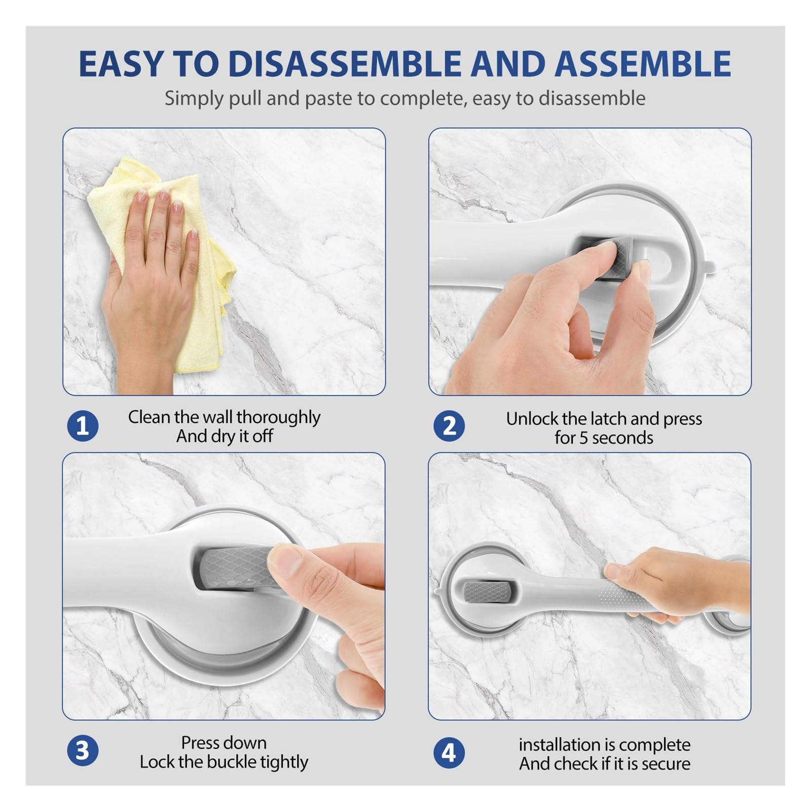 2 piezas de manijas ducha antideslizantes, agarre for inodoro, baño, bañera, barra plástico con ventosa, pasamanos Para ducharse
